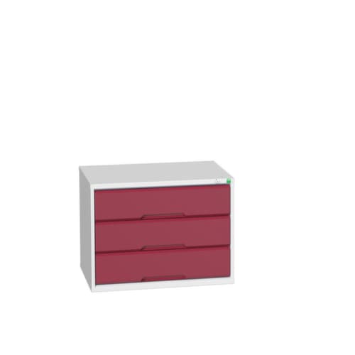 bott Ladekast verso, 3 lade(n), RAL7035 lichtgrijs/RAL3004 purperrood