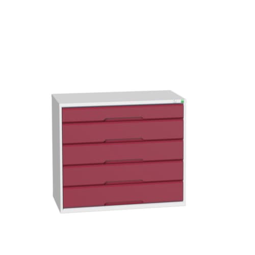 bott Ladekast verso, 5 lade(n), RAL7035 lichtgrijs/RAL3004 purperrood