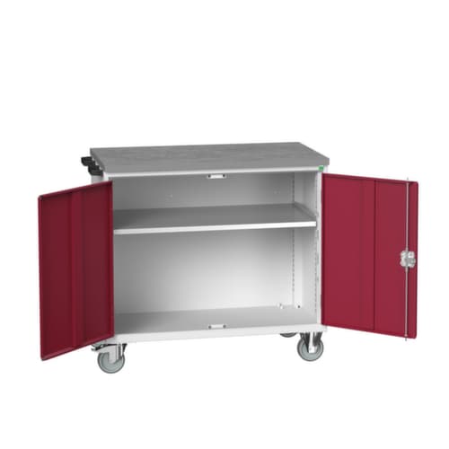 bott Mobiele werkbank verso, 1 kast, RAL7035 lichtgrijs/RAL3004 purperrood