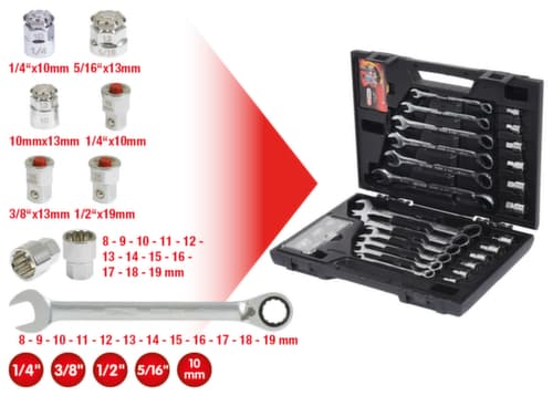 GEARplus RINGSTOP ratelringsleutelset