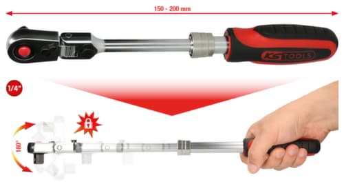 1/4" SlimPOWER telescopische joint omkeerbare ratel