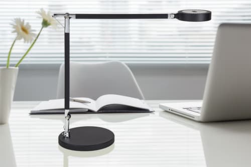 MAUL dimbare LED-bureaulamp MAULgrace colour vario, licht daglicht- tot warmwit, zilverkleurig