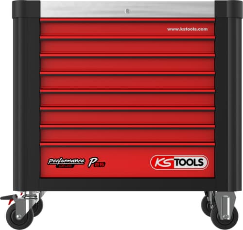 PERFORMANCEplus P25 BLACK/ROT Werkplaatswagen met 8 laden