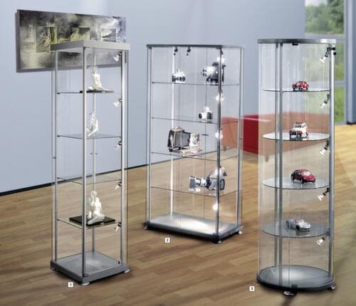 Vitrine met 4 glazen legborden