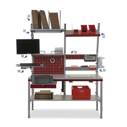 Rocholz Legbord System Flex Typ B met hoge draagarm voor paktafel