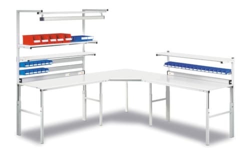 Treston Koppelelement voor bureau voor montagetafel met legbord, breedte x diepte 1100 x 700 mm, plaat RAL7035 lichtgrijs