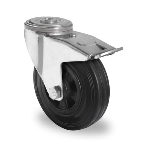 Cascoo Ruggat-zwenkwiel met centrale rem, draagvermogen 135 kg, massief rubber banden