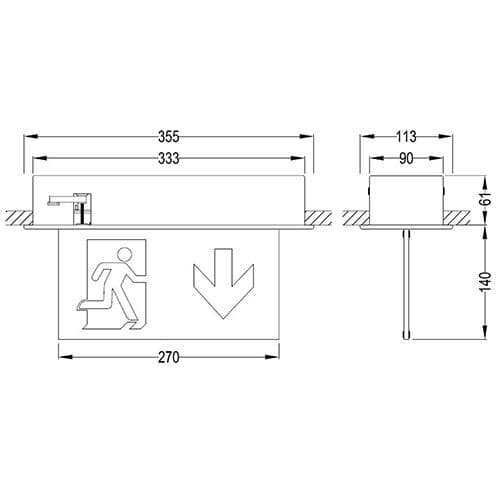 B-Safety LED-noodverlichting L-LUX Standard, bevestiging Voor inbouw in plafonds