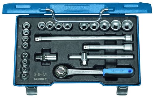 30 HMU-3 Dopsleutelset 3/8" 22-delig zeskant 6-22 mm