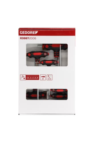 GEDORE R38672006 2C T-greep schroevendraaierset zeskant 2,5-8 mm