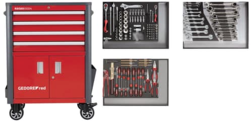 GEDORE RED R22041004 Gereedschapsset in gereedschapswagen WINGMAN rood 129-delig