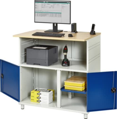 RAU Mobiele PC-kast 1023, RAL7035 lichtgrijs/RAL5010 gentiaanblauw