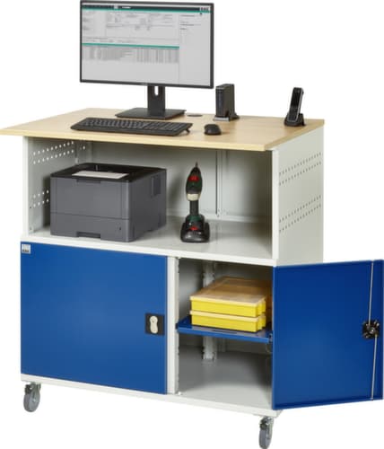 RAU Mobiele PC-kast 1023, RAL7035 lichtgrijs/RAL5010 gentiaanblauw