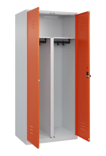 C+P Locker met zitbank Classic Plus voor scheiding van kleding, vakbreedte 400 mm