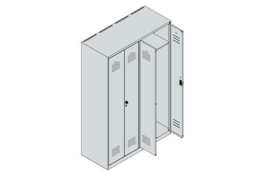 C+P Locker met zitbank Classic Plus voor scheiding van kleding, vakbreedte 300 mm