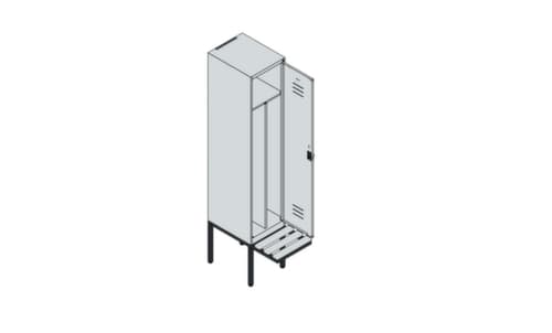 C+P Locker met zitbank Classic Plus voor scheiding van kleding, vakbreedte 400 mm