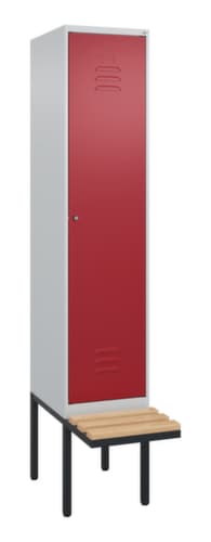 C+P Locker met zitbank Classic Plus voor scheiding van kleding, vakbreedte 400 mm