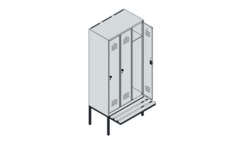 C+P locker Classic Plus met bank, vakbreedte 300 mm