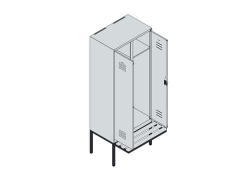 C+P Locker met zitbank Classic Plus voor scheiding van kleding, vakbreedte 400 mm