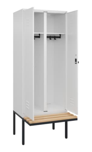 C+P Locker met zitbank Classic Plus voor scheiding van kleding, vakbreedte 400 mm