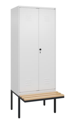 C+P Locker met zitbank Classic Plus voor scheiding van kleding, vakbreedte 400 mm