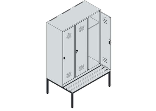 C+P locker Classic Plus met bank, vakbreedte 400 mm