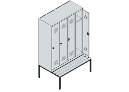 C+P locker Classic Plus met bank, vakbreedte 300 mm