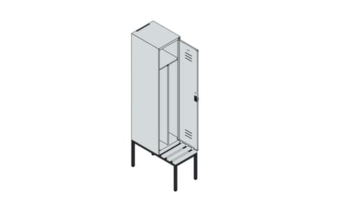 C+P Locker met zitbank Classic Plus voor scheiding van kleding, vakbreedte 400 mm