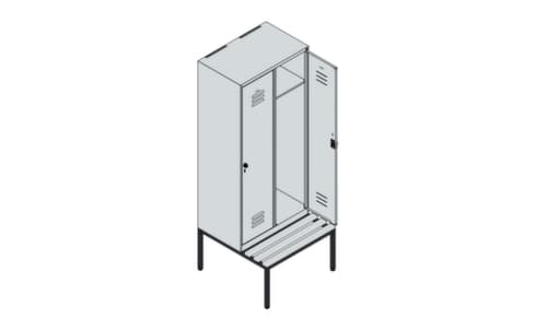 C+P locker Classic Plus met bank, vakbreedte 400 mm