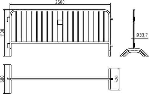 Schake Dranghek Typ D, hoogte x lengte 1100 x 2500 mm