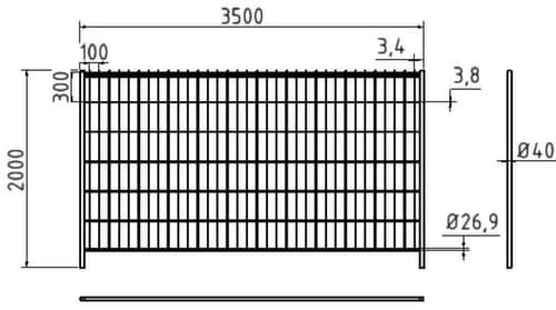 Schake Mobiel hek, hoogte x breedte 2000 x 3500 mm