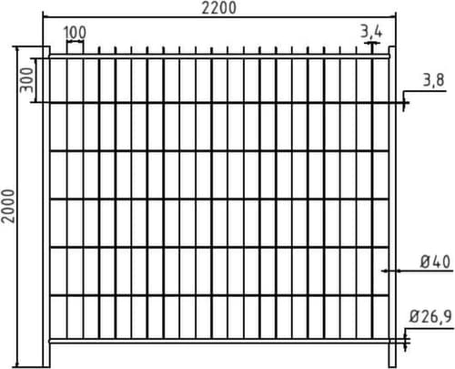 Schake Compensatie-element voor mobiele afrastering, hoogte x breedte 2000 x 2200 mm
