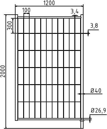 Schake Deur voor mobiele omheining, hoogte x breedte 2000 x 1200 mm