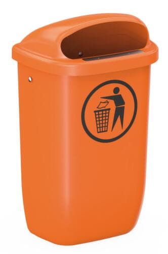 UDOBÄR Afvalbak voor Citymate buiten, 50 l, voor montage tegen wand of paal, oranje