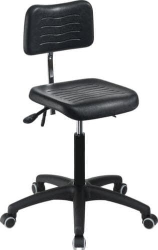 meychair Werkplaatsstoel Workster Light W5 met kantelbare zitting, zitting PU-schuim zwart, met 5 zwenkwielen