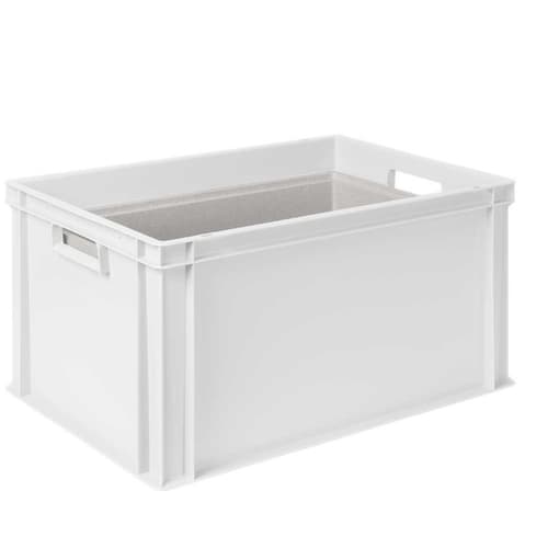 Euronorm-stapelbak met isoleerbox, wit, inhoud 65 l, oplegdeksel voor isoleerbox
