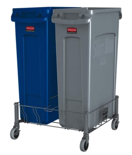 Rubbermaid trolley Slim Jim® voor 2 verzamelaars van recyclebaar materiaal, voor 60 - 87 l bak, RVS