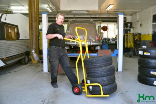 Kongamek Bandensteekwagen, geel, lucht-banden
