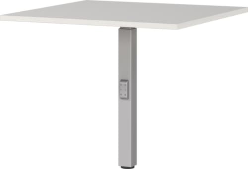 Hoekig koppelelement voor bureau GW-MAILAND 7906 met steunvoet, breedte x diepte 800 x 800 mm, plaat lichtgrijs