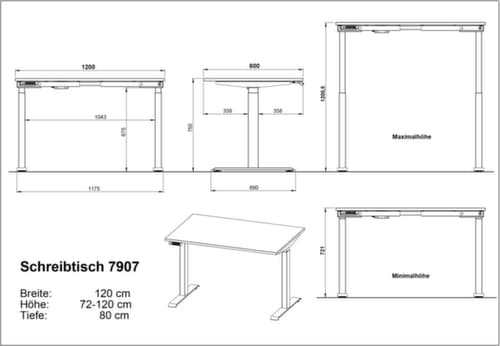 Elektrisch in hoogte verstelbaar bureau GW-MAILAND 7907