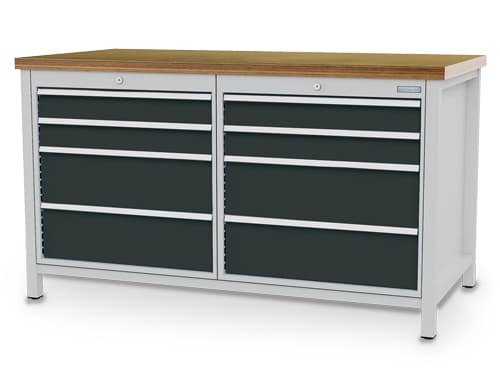 Bedrunka + Hirth werkbank met opbergruimte met blad van multiplex