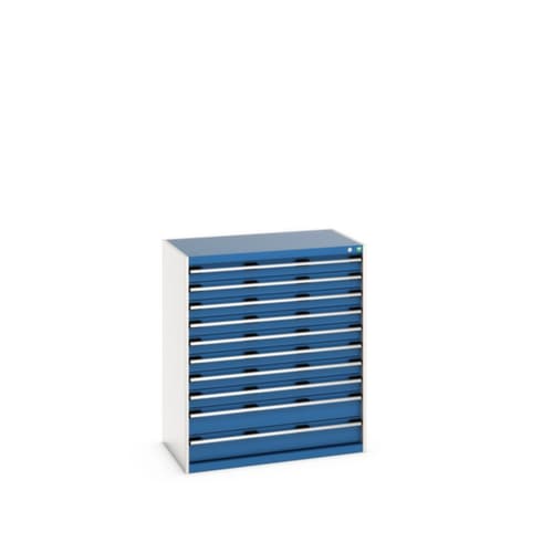 bott Ladekast cubio oppervlak 1050 x 650 mm, 10 lade(n), RAL7035 lichtgrijs/RAL5010 gentiaanblauw