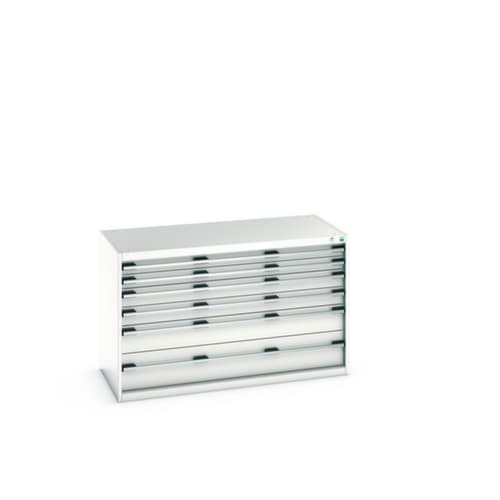 bott Ladekast cubio oppervlak 1300 x 650 mm, 6 lade(n), RAL7035 lichtgrijs/RAL7035 lichtgrijs