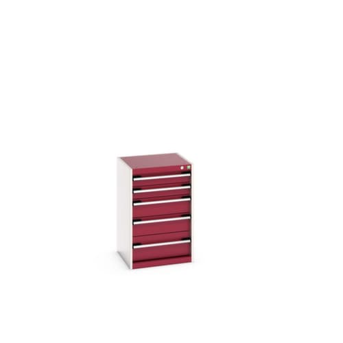 bott Ladekast cubio oppervlak 525 x 525 mm, 5 lade(n), RAL7035 lichtgrijs/RAL3004 purperrood