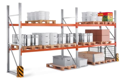 META Palletstelling MULTIPAL voor 54 pallets, 16795 mm breed, 3 opslagniveaus