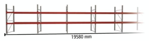 META Palletstelling MULTIPAL voor 63 pallets, 19580 mm breed, 3 opslagniveaus