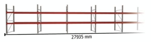 META Palletstelling MULTIPAL voor 90 pallets, 27935 mm breed, 3 opslagniveaus