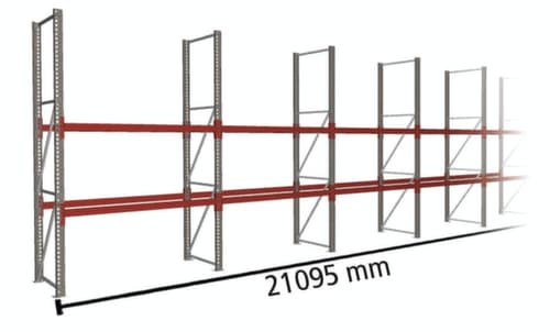 META Palletstelling MULTIPAL voor 66 pallets, 21095 mm breed, 3 opslagniveaus