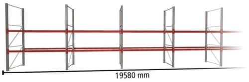 META Palletstelling MULTIPAL voor 63 pallets, 19580 mm breed, 3 opslagniveaus