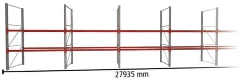 META Palletstelling MULTIPAL voor 90 pallets, 27935 mm breed, 3 opslagniveaus